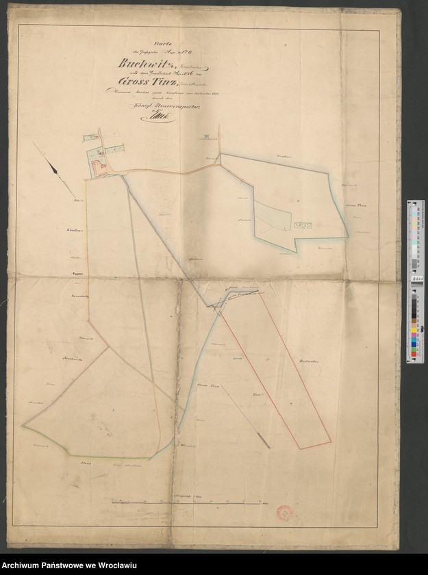 image.from.unit.number "Karte des Grossgutes Hypp. N 6 Buchwitz Kreis Breslau und dem Grundstück Hypp. N 86 zu Gross Tinz Kreis Nimptsch"
