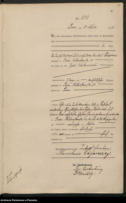 Obraz 15 z jednostki "Księga miejscowa zgonów tom II [Rejestr główny zgonów]"