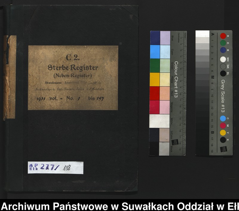 image.from.unit.number "C2. Sterbe - Register (Neben - Register) Standesamt Angerburg Ostpr. einschl. der Standesamtsbezirk Gross Strengeln, Kehlen und Prinowen"