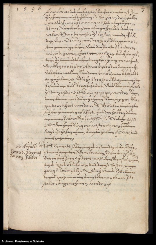image.from.unit.number "Bürgermeisterliches Ambtbuch H. Johan von der Linden Praesidirenden Bürgermeisters […] vom [21.VIII.-31.XII.1596] Das ander No. 5 /indeks/"