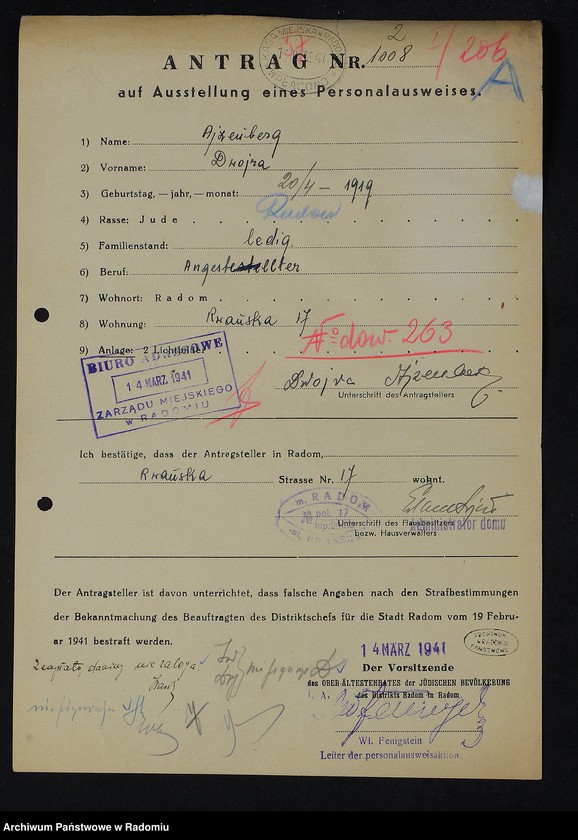 image.from.unit.number "[Wnioski o wydanie dowodów osobistych oraz nie odebrane dowody Ajzenberg Dewora - Ajzenman Szamszon]"