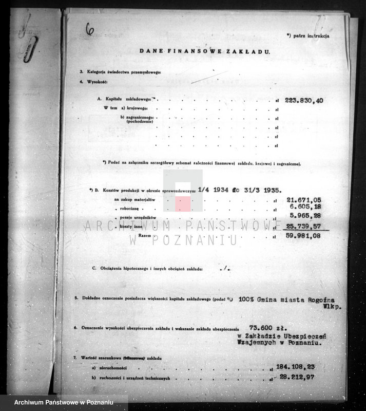 Obraz 10 z jednostki "Kwestionariusz Gazowni Miejskiej w Rogoźnie pow. obornicki"