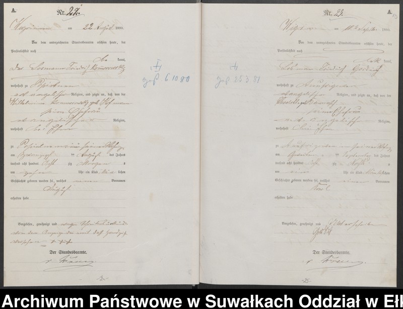 image.from.unit.number "Geburts-Haupt-Register des Königlich Preussischen Standes-Amtes Guszianka Kreis Sensburg"