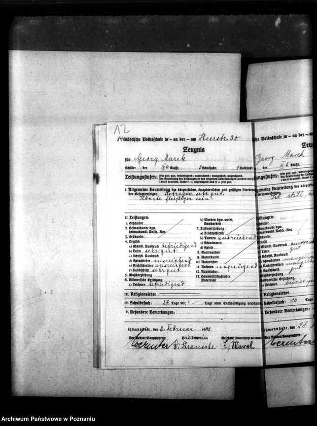 Obraz 16 z jednostki "[Akta personalne wychowanka Georga Marka, ur. 23 X 1930]."