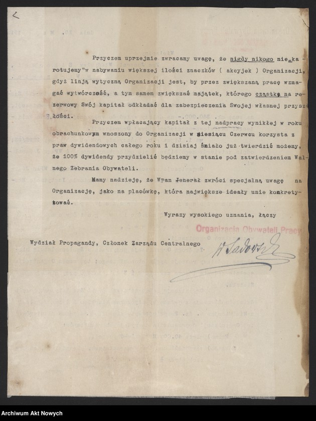 image.from.unit.number "Organizacja Obywateli Pracy. Przesłanie akcji dla W. Sikorskiego."