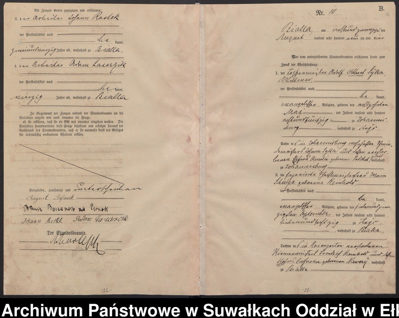 image.from.unit.number "[Heiraths-Haupt-Register des Königlichen Preussischen Standes-Amtes Bialla Kreis Johannisburg]"