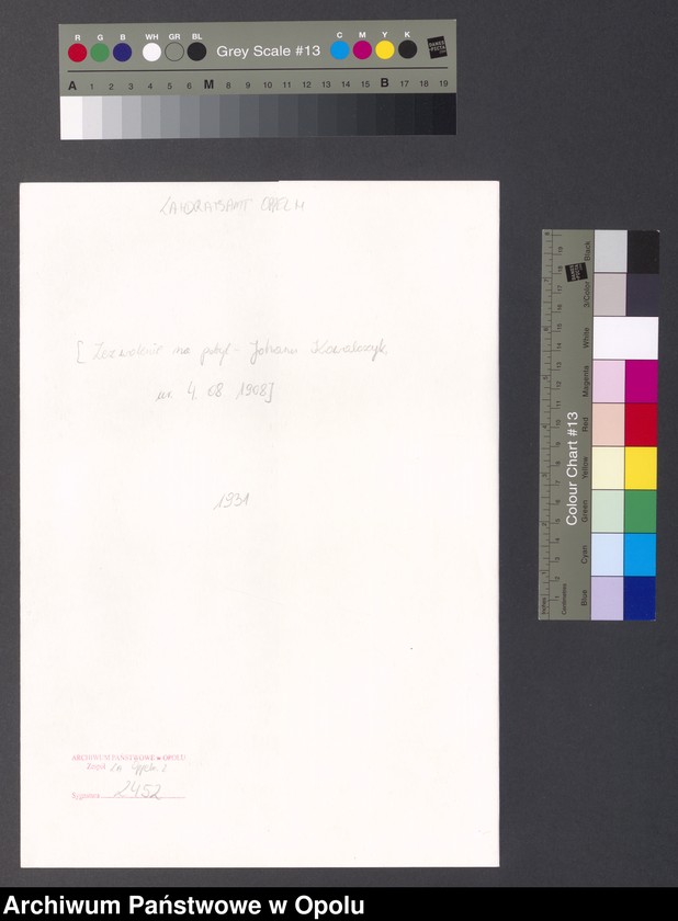 Obraz 2 z jednostki "[Zezwolenie na pobyt - dezerter Johann Kowalczyk, ur. 4. 08. 1908 w Oświęcimiu]"