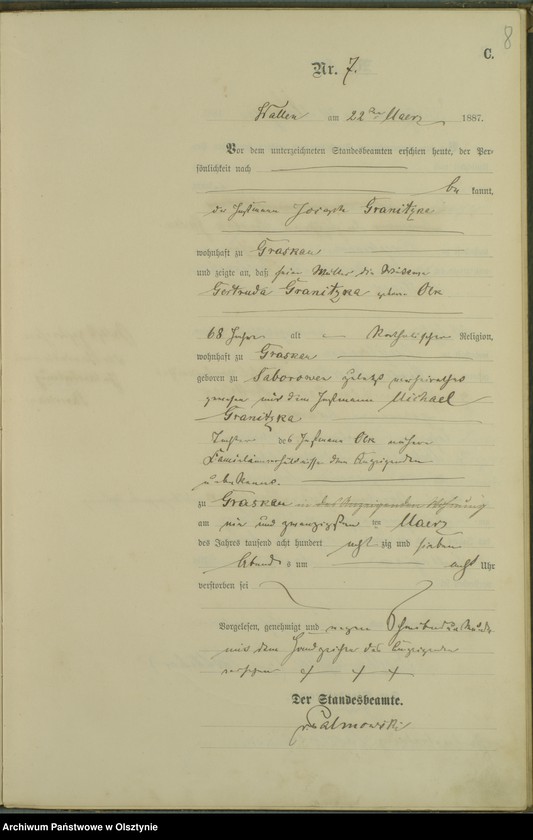 Obraz 10 z jednostki "Sterbe-Haupt-Register Nr 1 - 33"