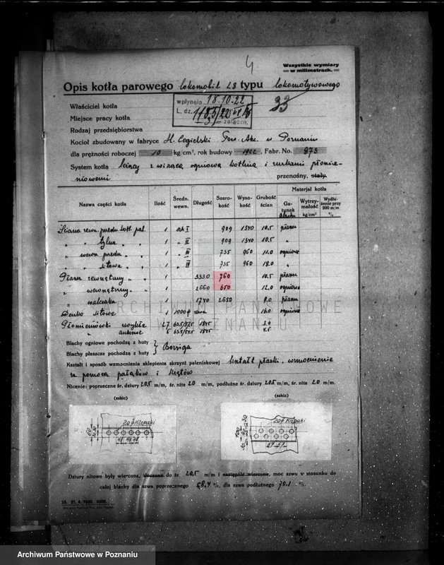 Obraz 7 z jednostki "Fabryka H. Cegielski w Poznaniu T. A. nr porz. kotła 239"