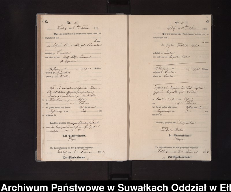 Obraz 10 z jednostki "Sterbe-Neben-Register des Königlich Preussischen Standes-Amtes Orlen Kreis Loetzen"
