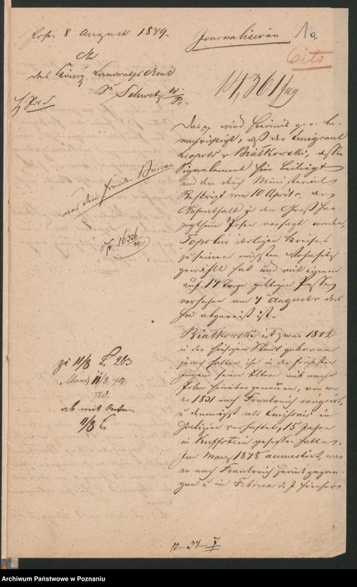 Obraz 5 z jednostki "A. betr. den polnischen Emigranten Leopold von Białkowski"