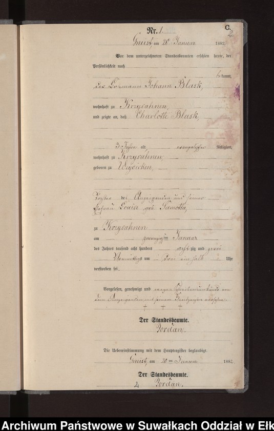 Obraz 5 z jednostki "Sterbe-Neben-Register des Königlich Preussischen Standes-Amtes Gneist Kreis Loetzen"