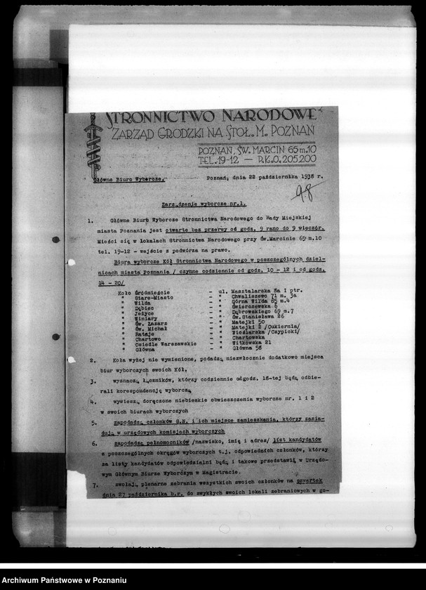 image.from.unit.number "Zarządzenia wyborcze Stronnictwa Narodowego i korespondencja"