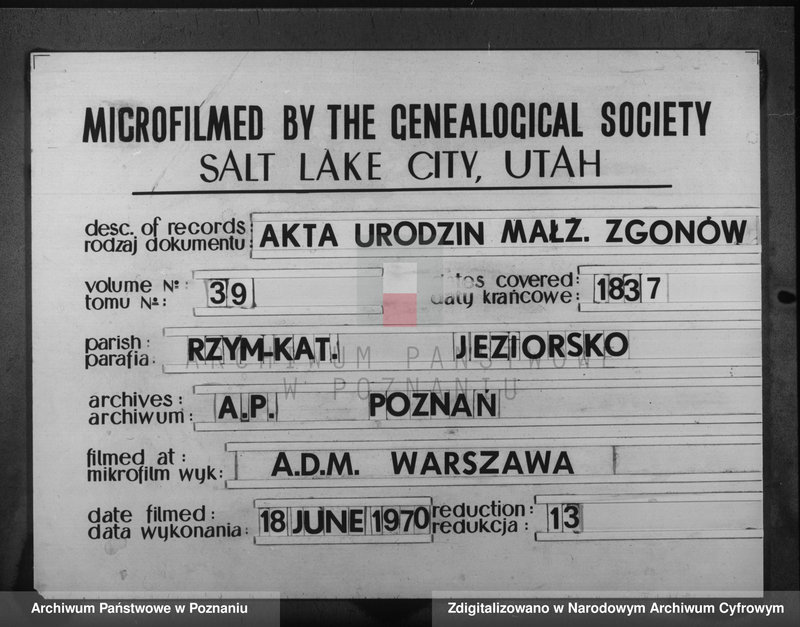 Obraz 1 z jednostki "Akta urodzeń, małżeństw i zgonu"
