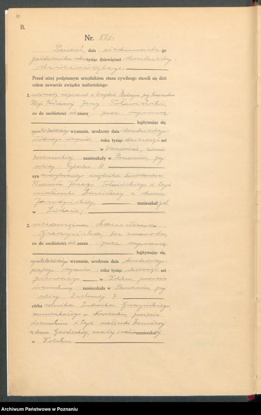 Obraz 8 z jednostki "Księga miejscowa małżeństw tom IV [Rejestr główny małżeństw]"