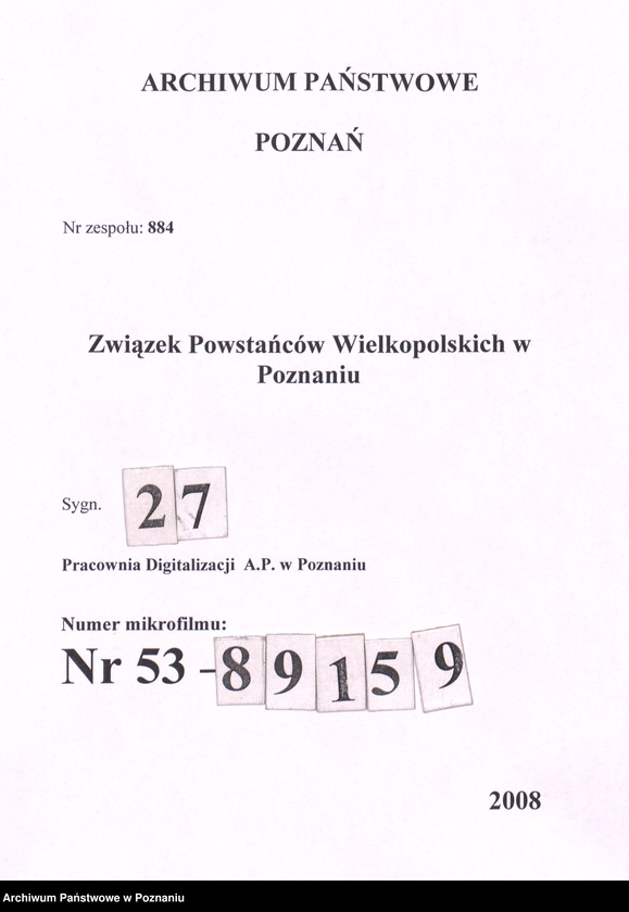 Obraz 1 z jednostki "Komisja Weryfikacyjna Związku Weteranów Powstań Narodowych Rzeczypospolitej Polski - wnioski powstańców."