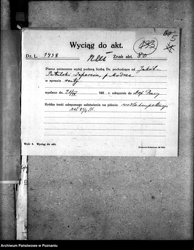 Obraz 9 z jednostki "Sprawy szczegółowo-administracyjne Wsparcie i renty robotnicze"