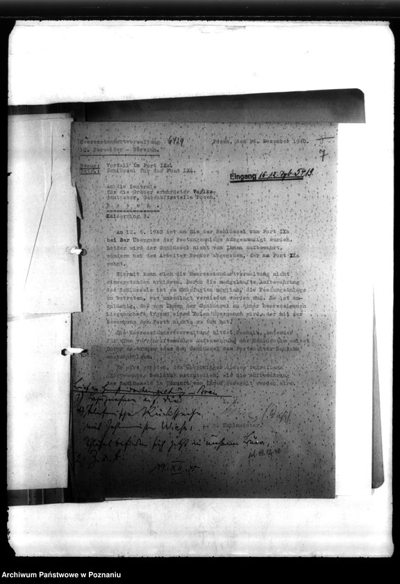 Obraz 11 z jednostki "Überlassung des Forts IX a, w Poznaniu na rzecz Centrali"