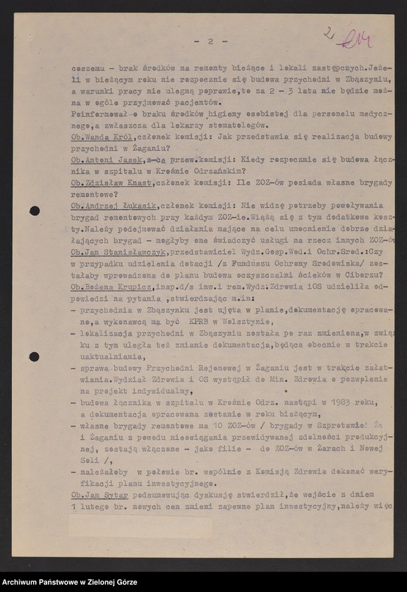 image.from.unit.number "Protokóły z posiedzeń Komisji Zdrowia, Spraw Socjalnych i Ochrony Środowiska Wojewódzkiej Rady Narodowej w Zielonej Górze"