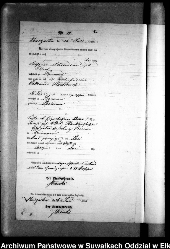 image.from.unit.number "Sterbe-Neben-Register des Preussischen Standes-Amtes Prinowen Kreis Angerburg"