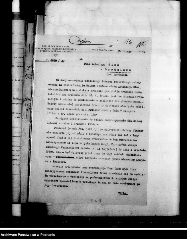 Obraz 19 z jednostki "[Dzieci upośledzone- skierowanie na naukę do zakładów specjalnych]"