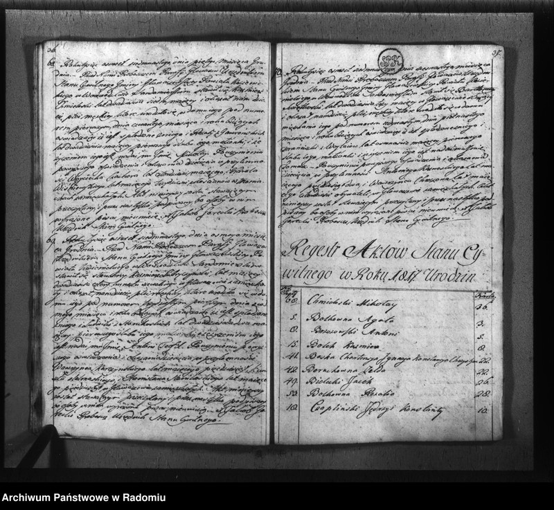 image.from.unit.number "Księga urzędnika stanu cywilnego gminy Głowaczowskiey z roku 1817"