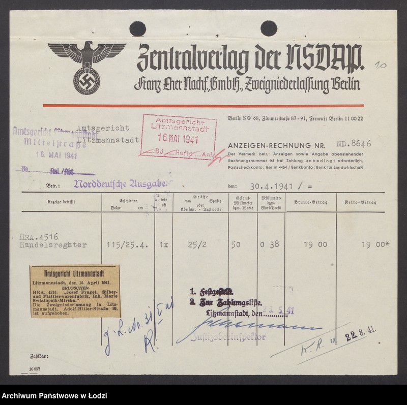 Obraz 12 z jednostki "Józef Fraget- Fabryka wyrobów srebrnych i platerowanych"