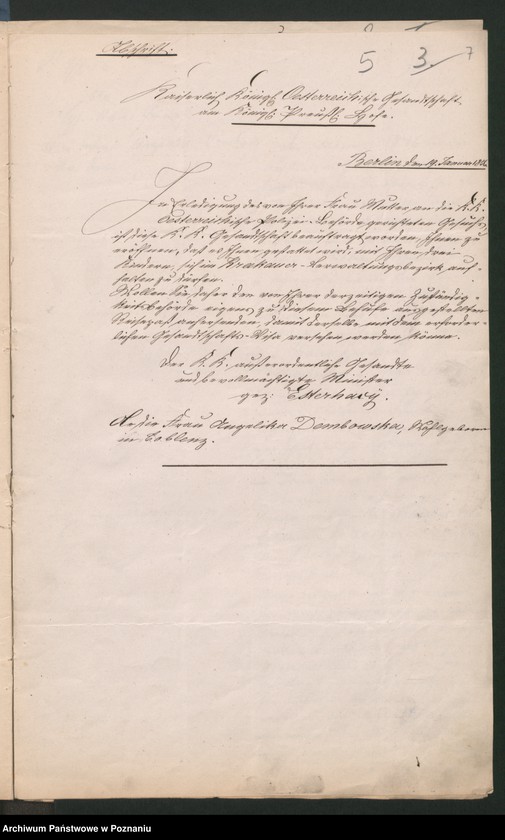 Obraz 8 z jednostki "A. betr. Personalia der Witwe Angelica von Dembowska und ihre Söhne Czeslaw und Eduard"