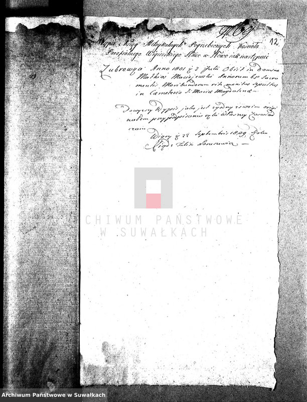 image.from.unit.number "Dowody do Akt Małżeństwa Gminy Wigierskiey od dnia 1-o Maja 1809 do dnia ostatniego kwietnia 1810 Roku."