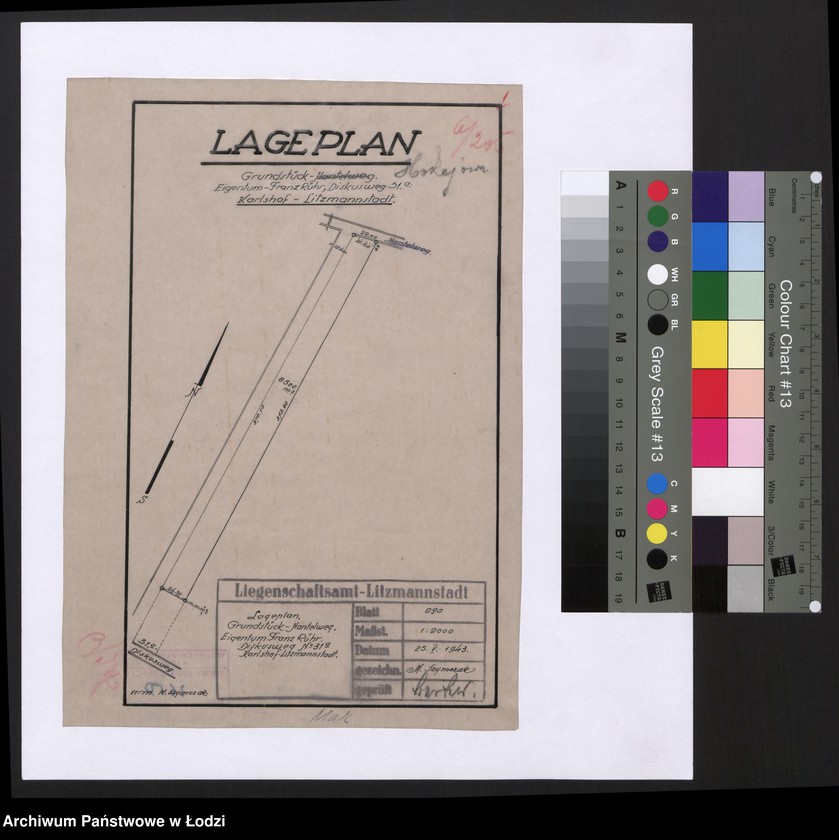Obraz 1 z jednostki "Lageplan Grundstück - Hantelweg Eigentum - Frantz Rühr, Diskusweg 31 a Karlshof- Litzmannstadt"