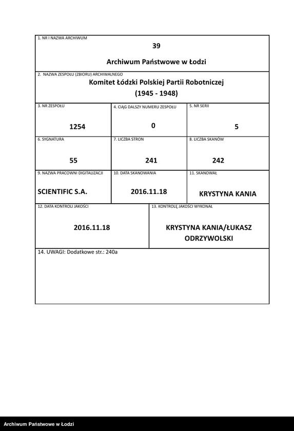 Obraz 1 z jednostki "Propozycje PPR i PPS w sprawie kierownictwa łódzkiej organizacji PZPR; [wykazy i charakterystyki kandydatów]"