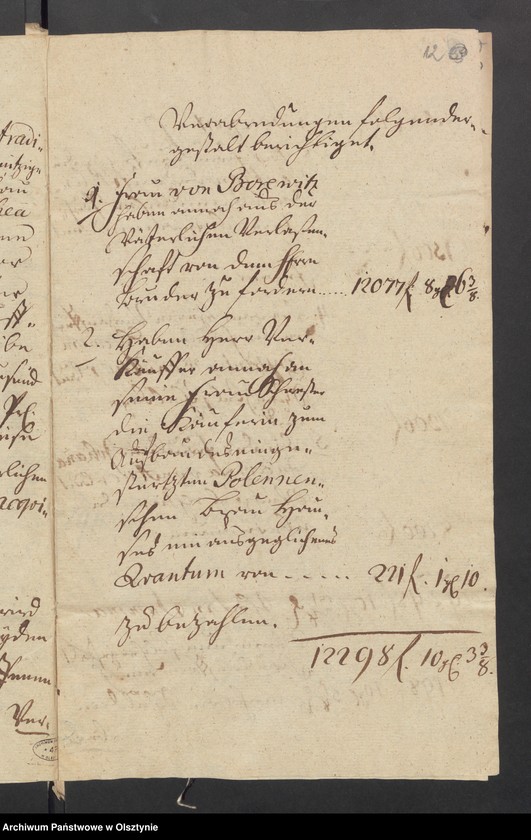 image.from.unit.number "In S. [Sachen] des Friedrichs Ernst Boguslav von Auer den Verkauff seines Guths Pollennen an seine Schwester Maria Charlotta Dorothea von Auer verehelichte von Borewitz"