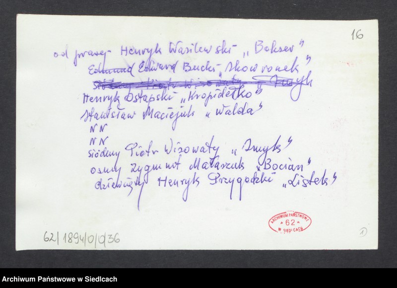 Obraz 16 z jednostki "Album. Zdjęcia żołnierzy z Oddziału Partyzanckiego „Zenona” 9 Podlaskiej Dywizji Armii Krajowej opracowane ze zbioru Środowiska Żołnierzy O/P „Zenona” 34 pp i zbioru p. Barbary Wyczółkowskiej - Łotockiej"