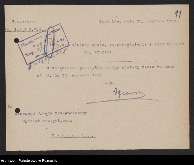 Obraz 13 z jednostki "[Wykazy odstawionego zboża przez Związek Komunalny w Czarnkowie]"