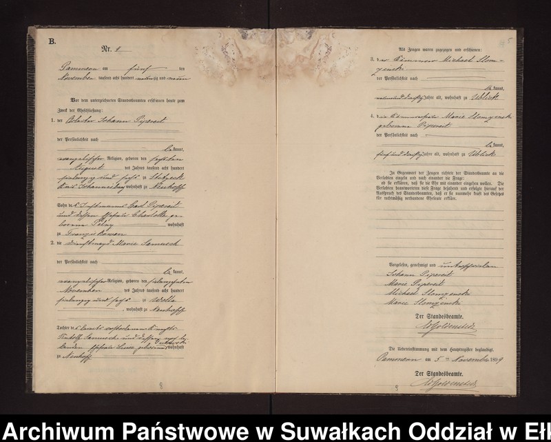 Obraz 8 z jednostki "Heiraths-Neben-Register des Preussischen Standes-Amtes Neuhoff Kreis Loetzen"