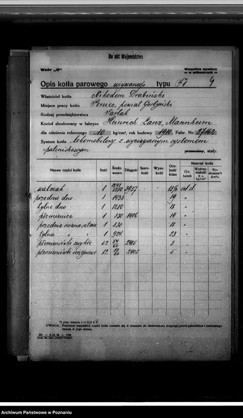 Obraz 8 z jednostki "Tartak w Poniecu pow. gostyński, własność H. Drobiński nr woj. kotła 2497"