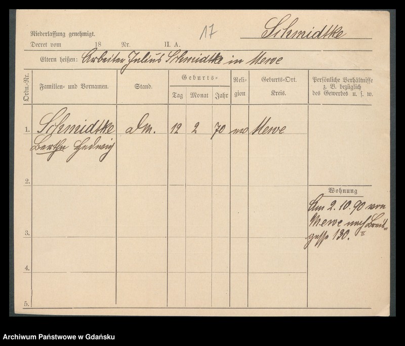 image.from.unit.number "Karty meldunkowe: Schmidtke - Schmirgalski"