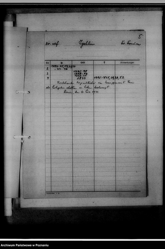 image.from.unit.number "Bücherverzeichnis, Kreissippenamt Konin"