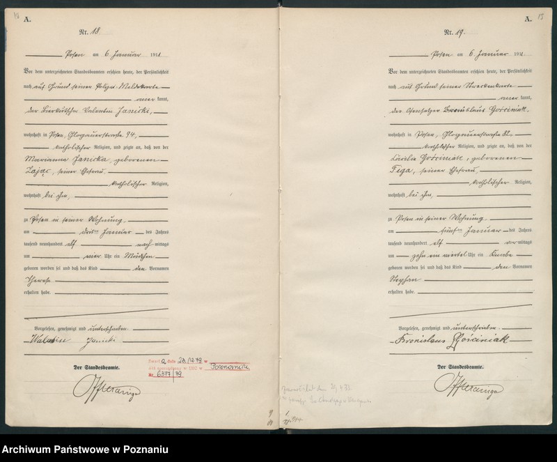 Obraz 12 z jednostki "Księga miejscowa urodzeń tom I [Rejestr główny urodzeń]"