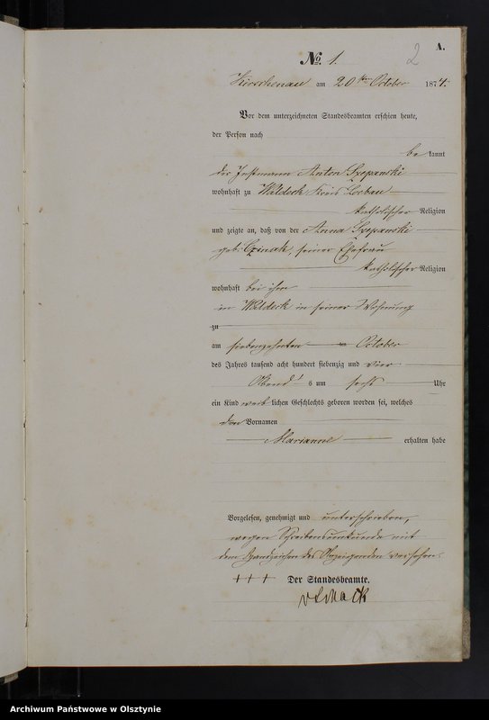 Obraz z jednostki "Geburts-Haupt-Register Nr 1 - 18,1 - 66,1 - 71,1 - 64 i 1 - 62"