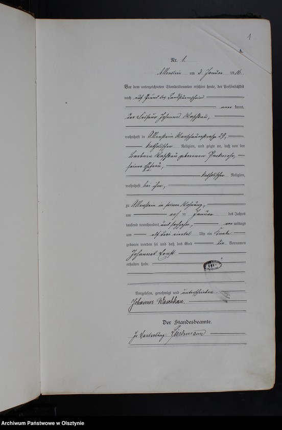 image.from.unit.number "Geburts-Haupt-Register Tom I, Nr 1-598"