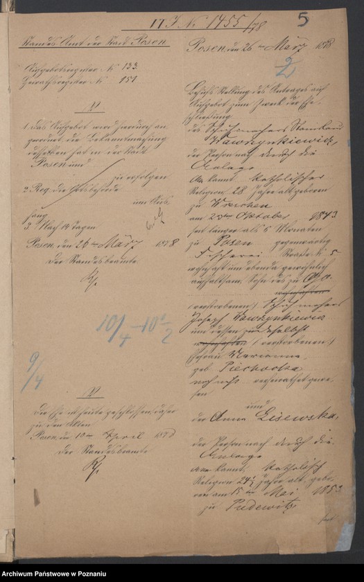Obraz 7 z jednostki "Die von den Verlobten zum Aufgebot beigebrachten Urkunden pro 1878"