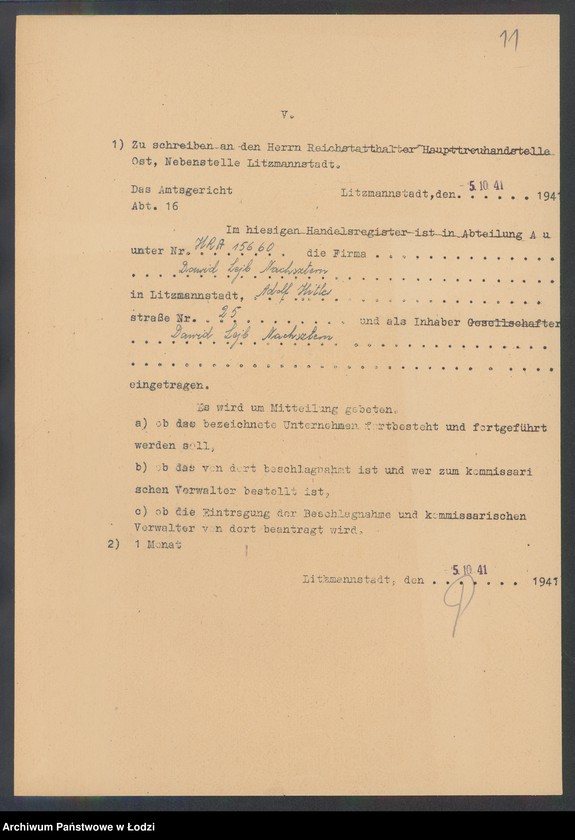 Obraz 13 z jednostki "Dawid Lajb Nachsztern- wyrób kapeluszy"