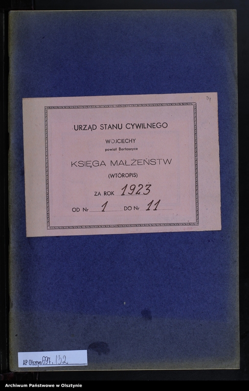 image.from.unit.number "Heiraths-Neben-Register Nr 1 - 11 [ Księga małżeństw - wtóropis ]"