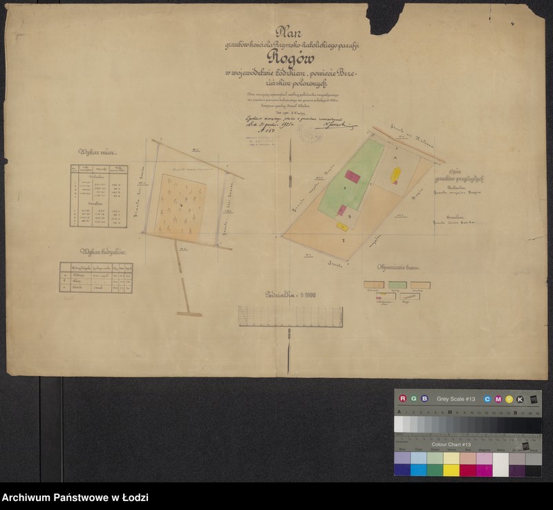 Obraz 1 z jednostki "Plan gruntów kościoła Rzymsko-Katolickiego parafji Rogów ..."