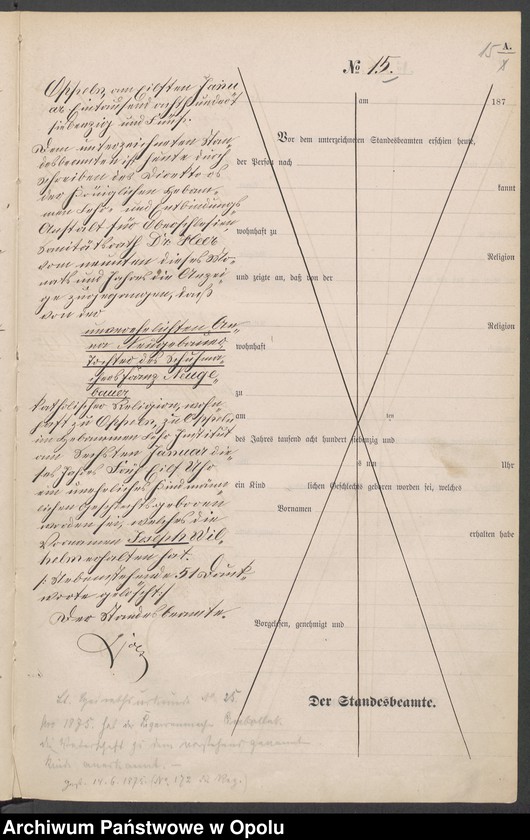 Obraz 19 z jednostki "[Księga urodzeń za rok 1875 Opole nr 1-480]"