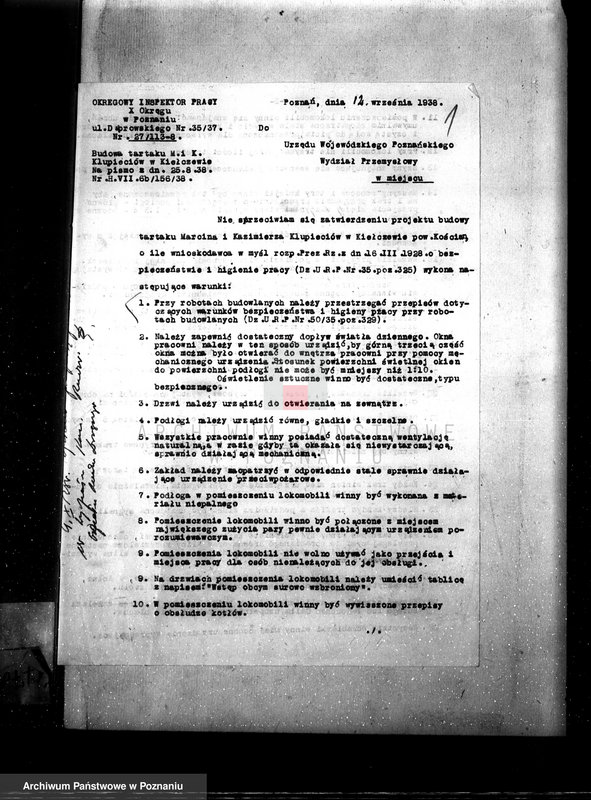 Obraz 5 z jednostki "/Zatwierdzenie projektu budowy tartaku M. i K. Klupieciów w Kiełczewie pow. Kościan/"