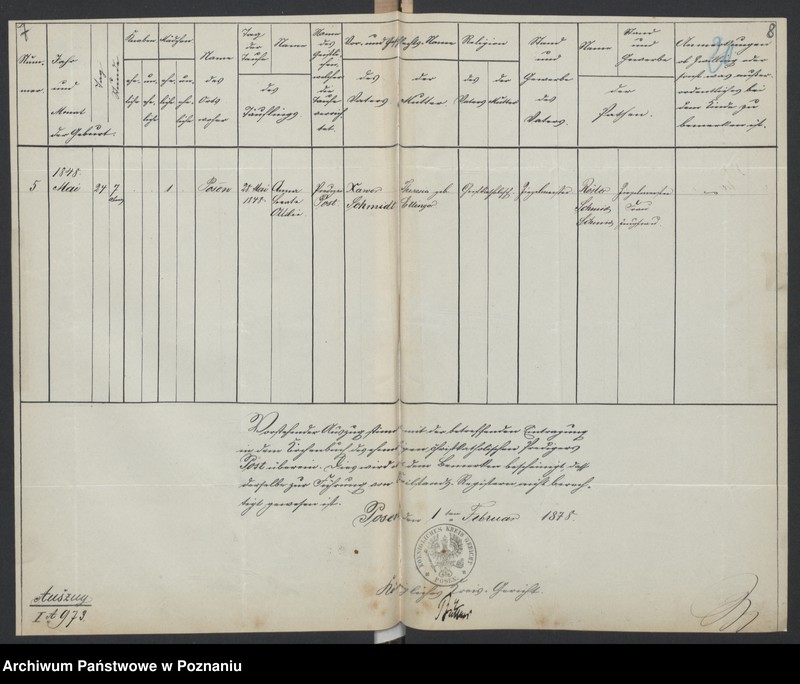 Obraz 9 z jednostki "Die von den Verlobten beigebrachten Urkunden zur Eheschliessung pro 1878"