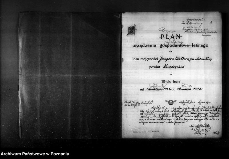 Obraz 5 z jednostki "Plan gospodarstwa leśnego dla lasu Jaegera Waltera gmina Zatom Nowy powiat międzychodzki 1933-1944"
