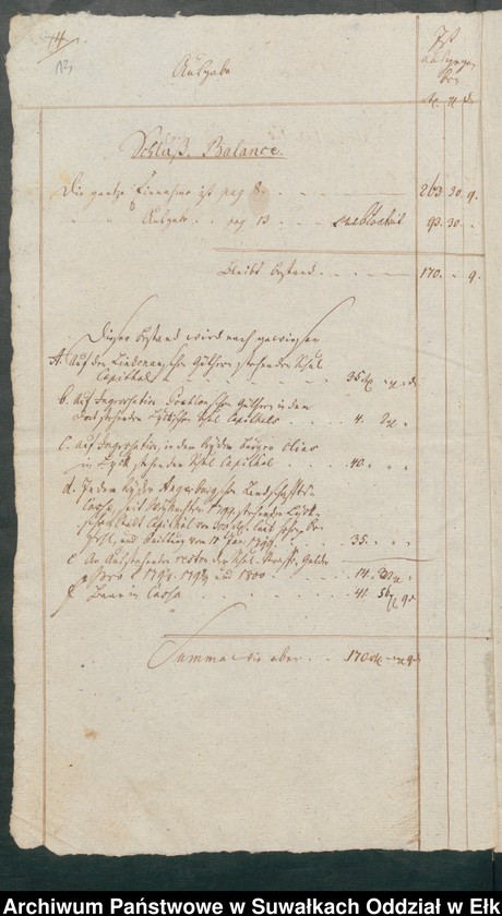 image.from.unit.number "Schul Cassen Rechnung der Schwentainenschen Kirchspiels von Trinitatis 1799 bis dahin 1800"